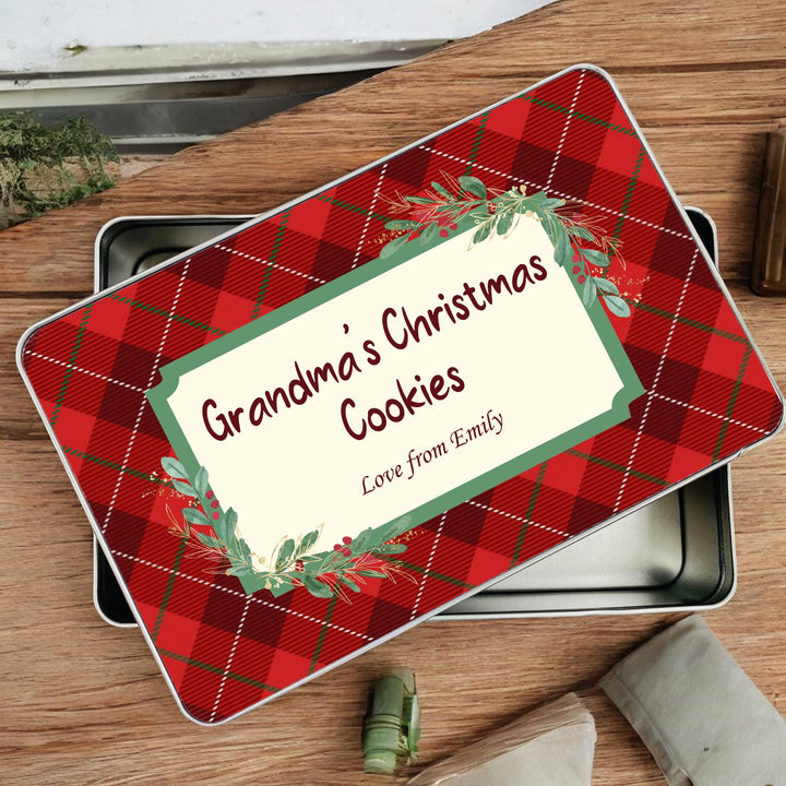 Personalised Tartan Christmas Cookie Tin