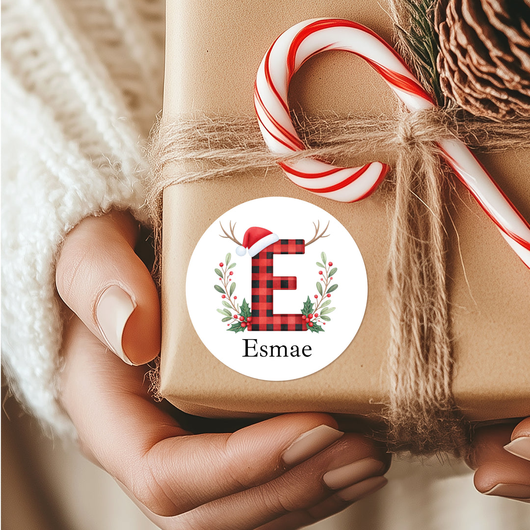 Personalised Tartan Initial Christmas Stickers