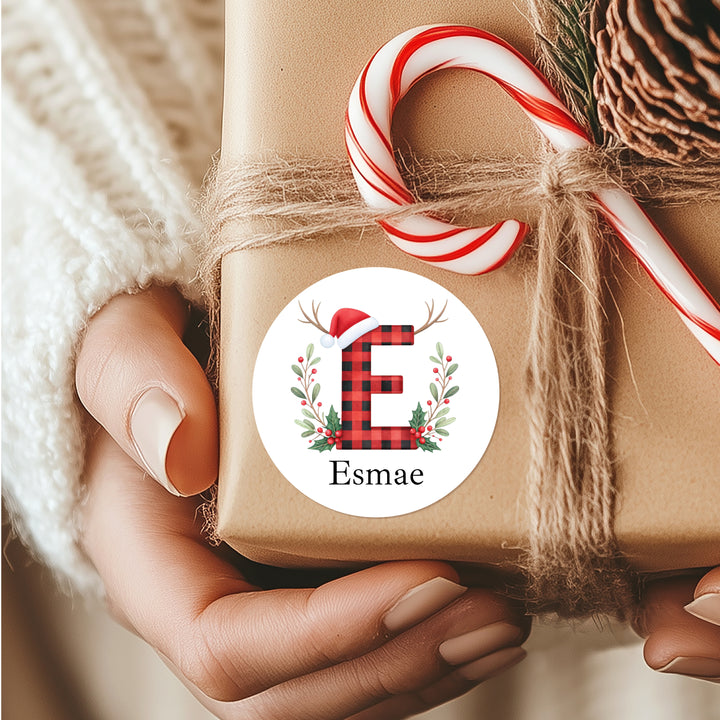 Personalised Tartan Initial Christmas Stickers
