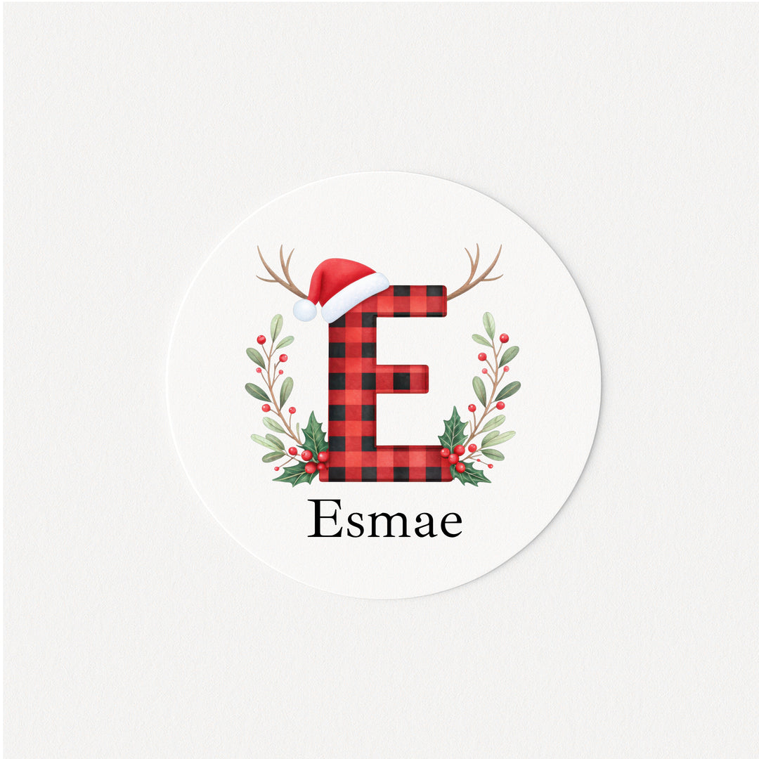 Personalised Tartan Initial Christmas Stickers