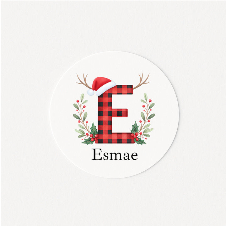 Personalised Tartan Initial Christmas Stickers