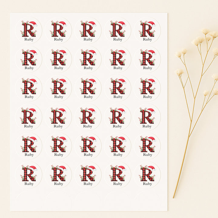 Personalised Tartan Initial Christmas Stickers