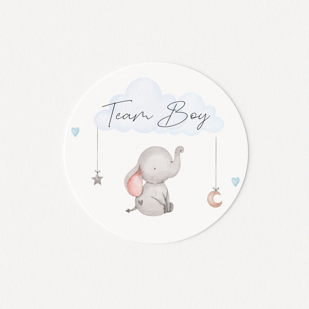 Team Boy/Girl Elephant Gender Reveal Stickers