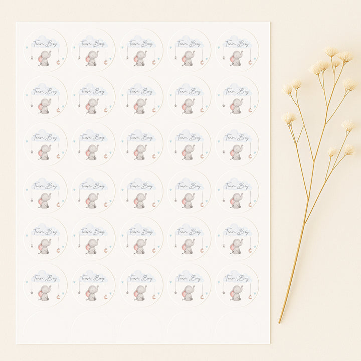 Team Boy/Girl Elephant Gender Reveal Stickers