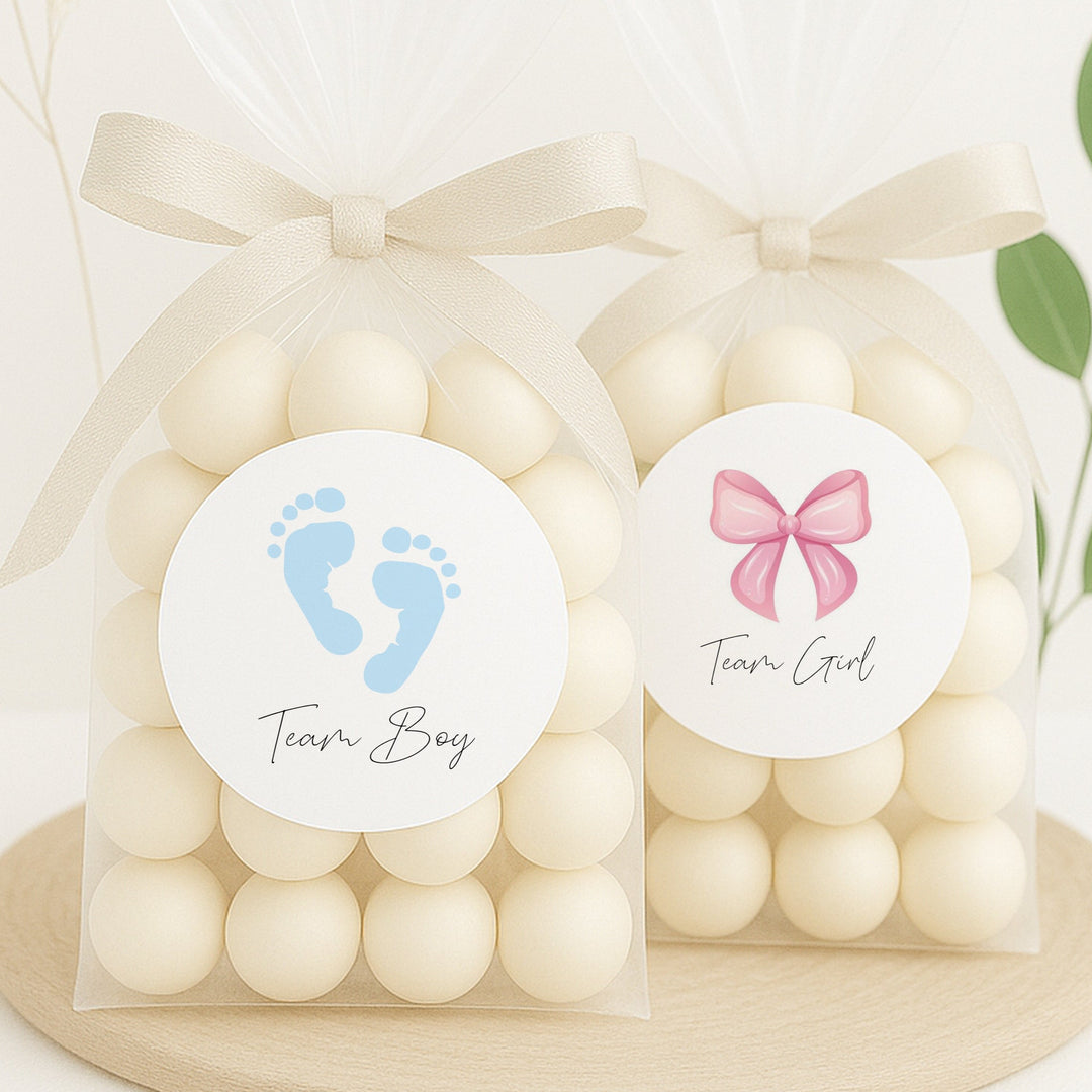 Handmade It's A Boy/Girl Personalised Round Stickers - Gender Reveal Party Favours - Pink/Blue Theme
