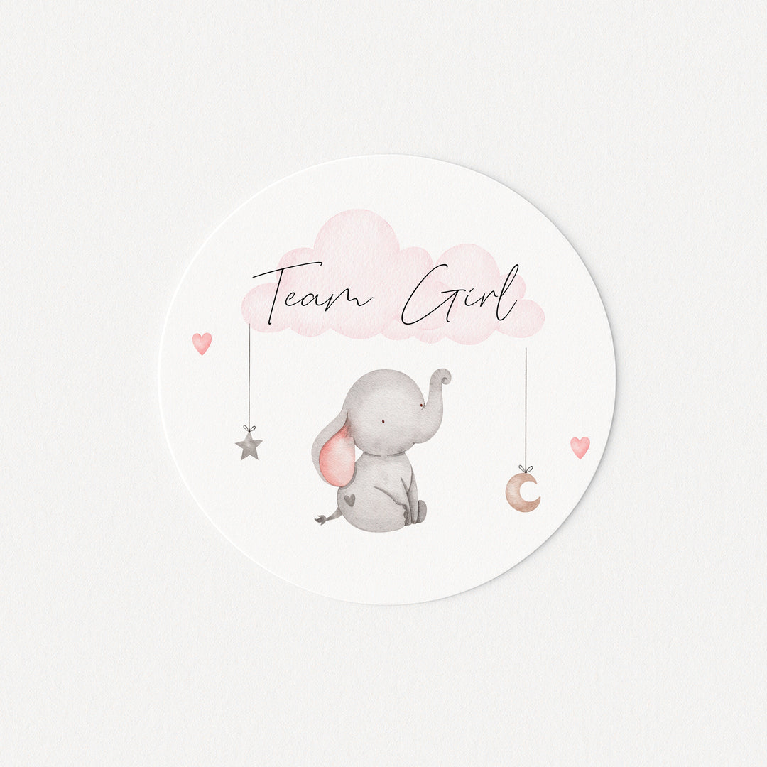 Team Boy/Girl Elephant Gender Reveal Stickers