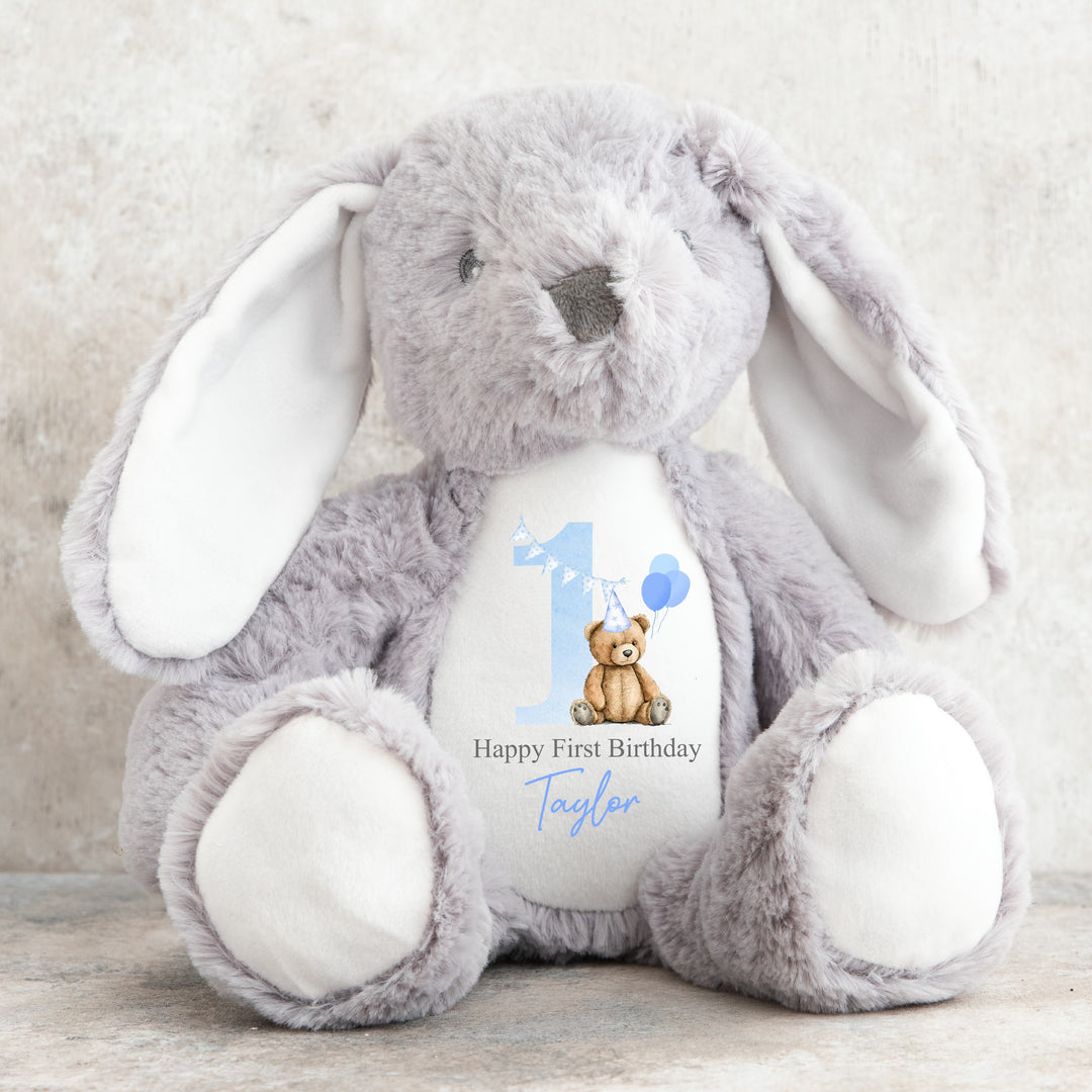 Personalised Blue Teddy Bear Birthday Teddy