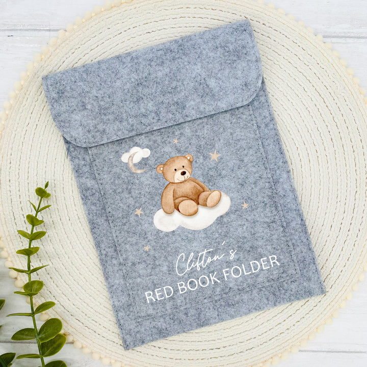 Personalised Teddy Bear Clouds Red Book Cover