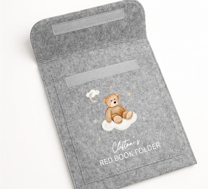 Personalised Teddy Bear Clouds Red Book Cover