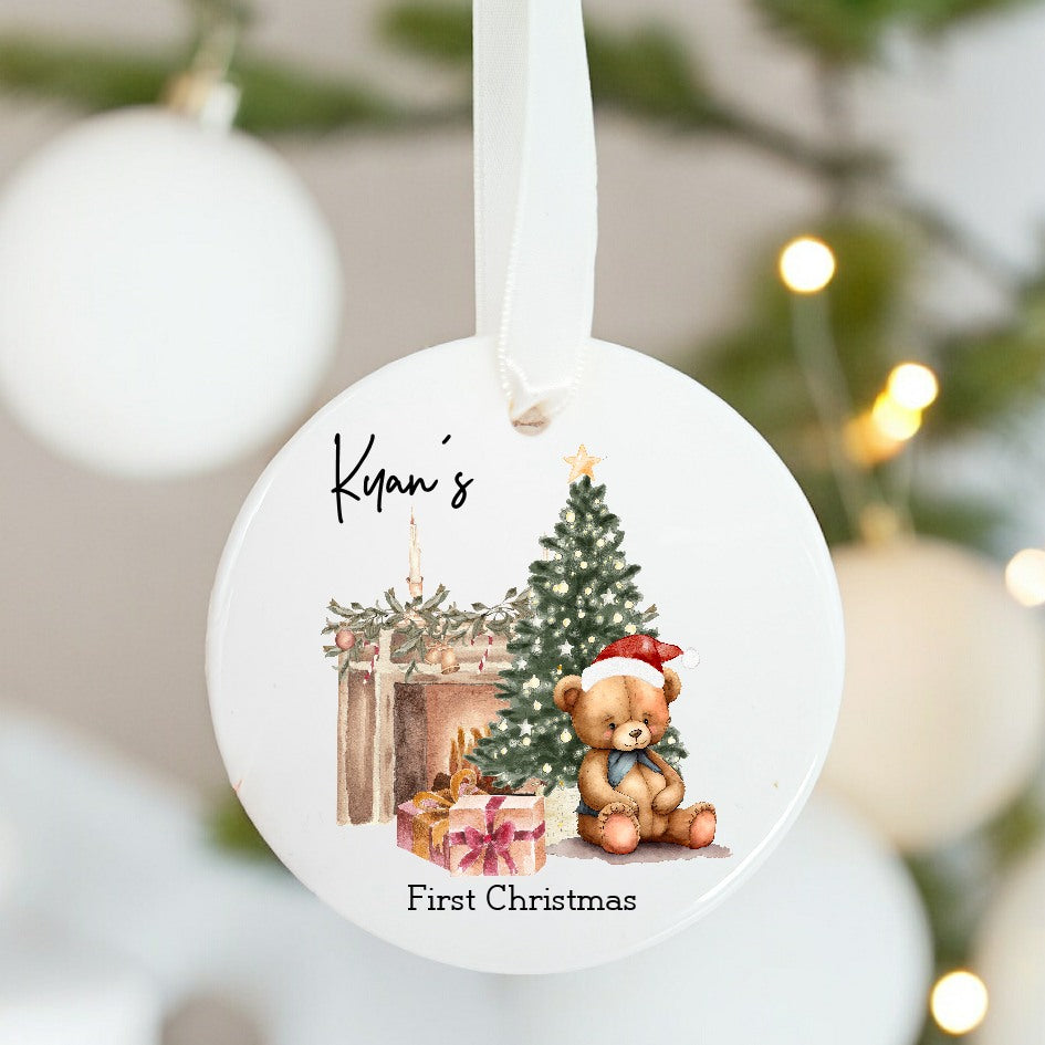 Personalised My First Christmas Teddy Bear Ceramic Tree Ornament