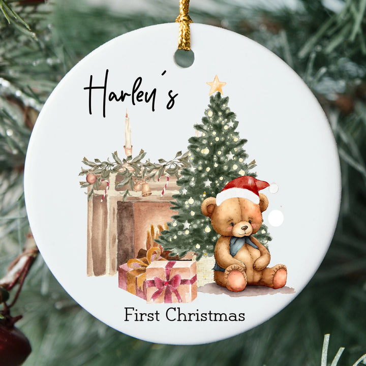 Personalised My First Christmas Teddy Bear Ceramic Tree Ornament