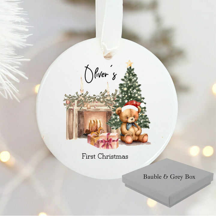 Personalised My First Christmas Teddy Bear Ceramic Tree Ornament