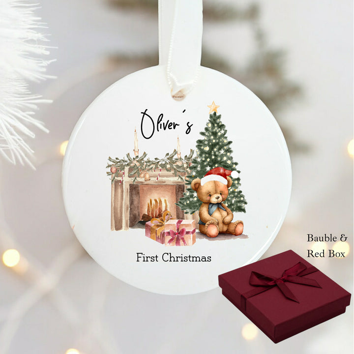 Personalised My First Christmas Teddy Bear Ceramic Tree Ornament