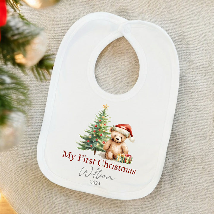 Personalised Teddy My First Christmas Babygrow/Vest/Bib