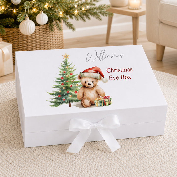 Personalised Red Teddy Bear Christmas Eve Box