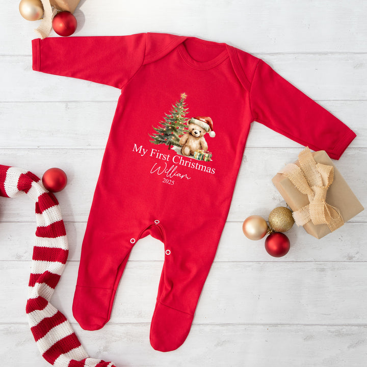 Personalised Teddy My First Christmas Baby Grow/Vest/Bib