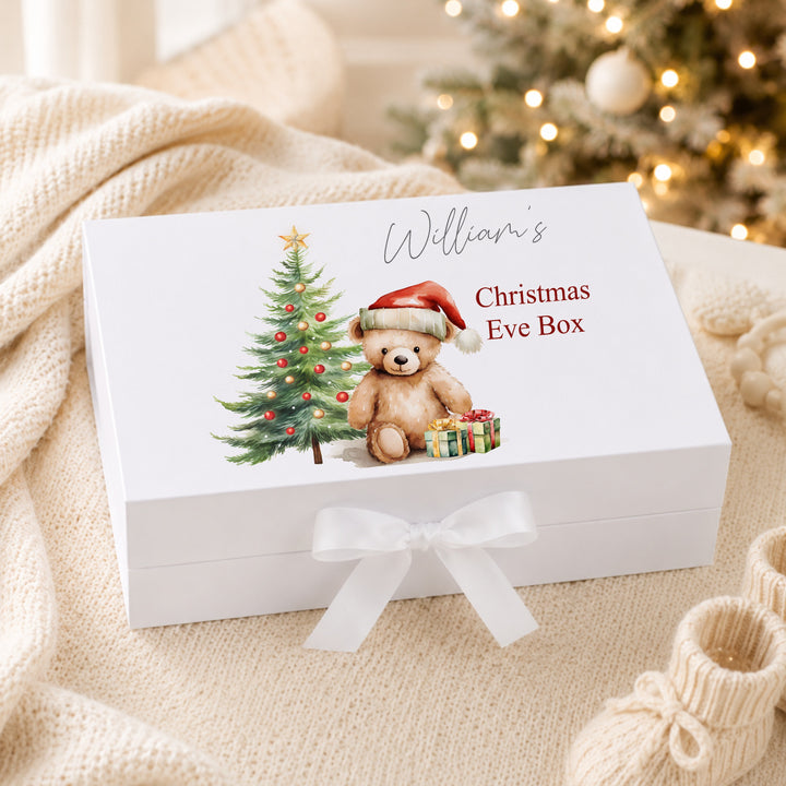 Personalised Red Teddy Bear Christmas Eve Box