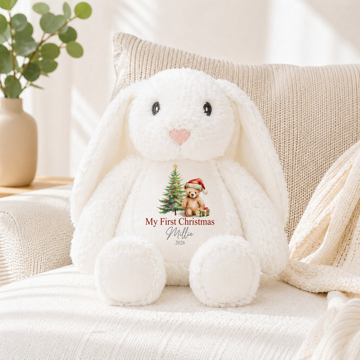 Personalised Red Teddy Tree My First Christmas Soft Toy