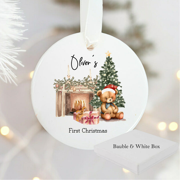 Personalised My First Christmas Teddy Bear Ceramic Tree Ornament