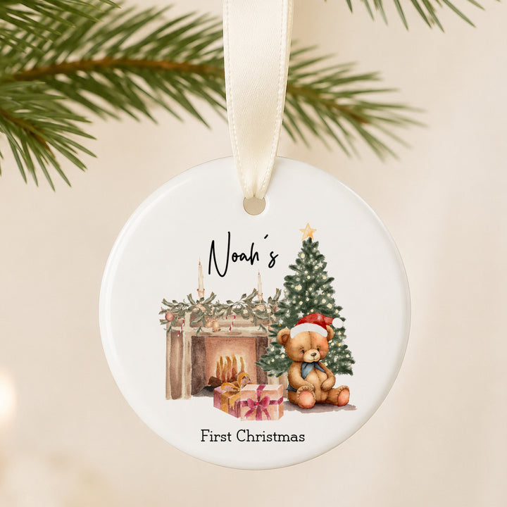 Personalised Teddy Ceramic My First Christmas Bauble