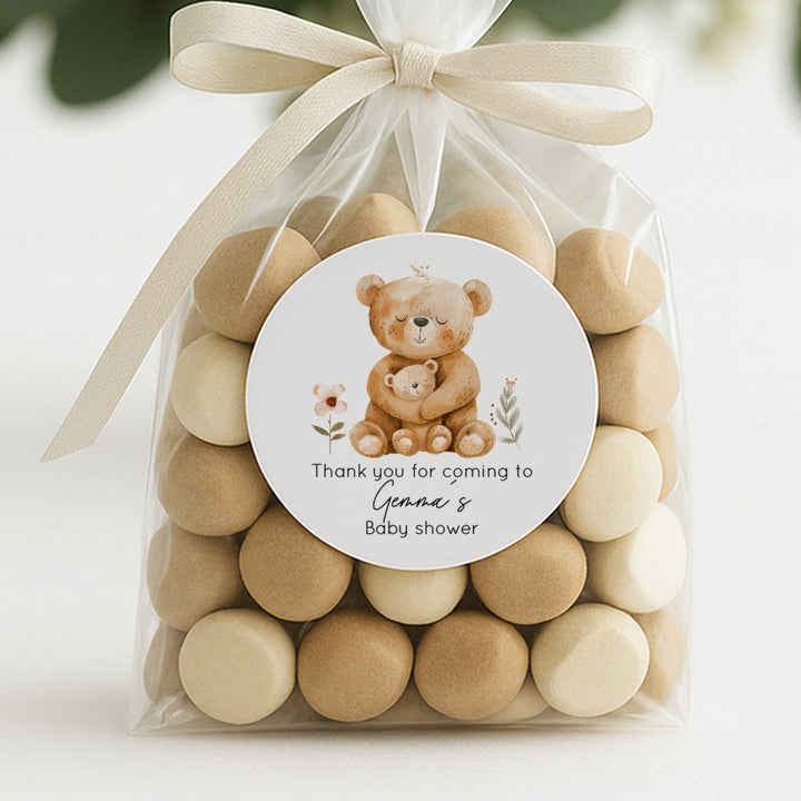 Personalised Brown Bears Baby Shower Stickers