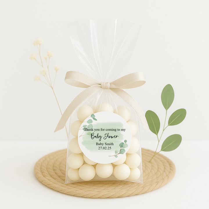 Personalised Green Thank You Baby Shower Stickers