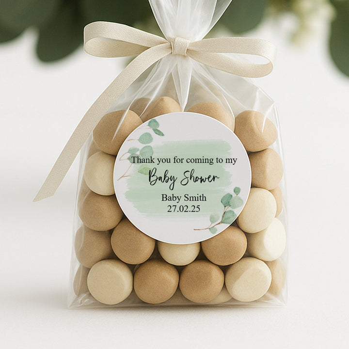 Personalised Green Thank You Baby Shower Stickers