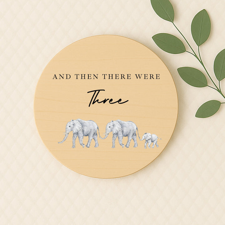 And Then There Were Three Baby Wooden Announcement Plaque