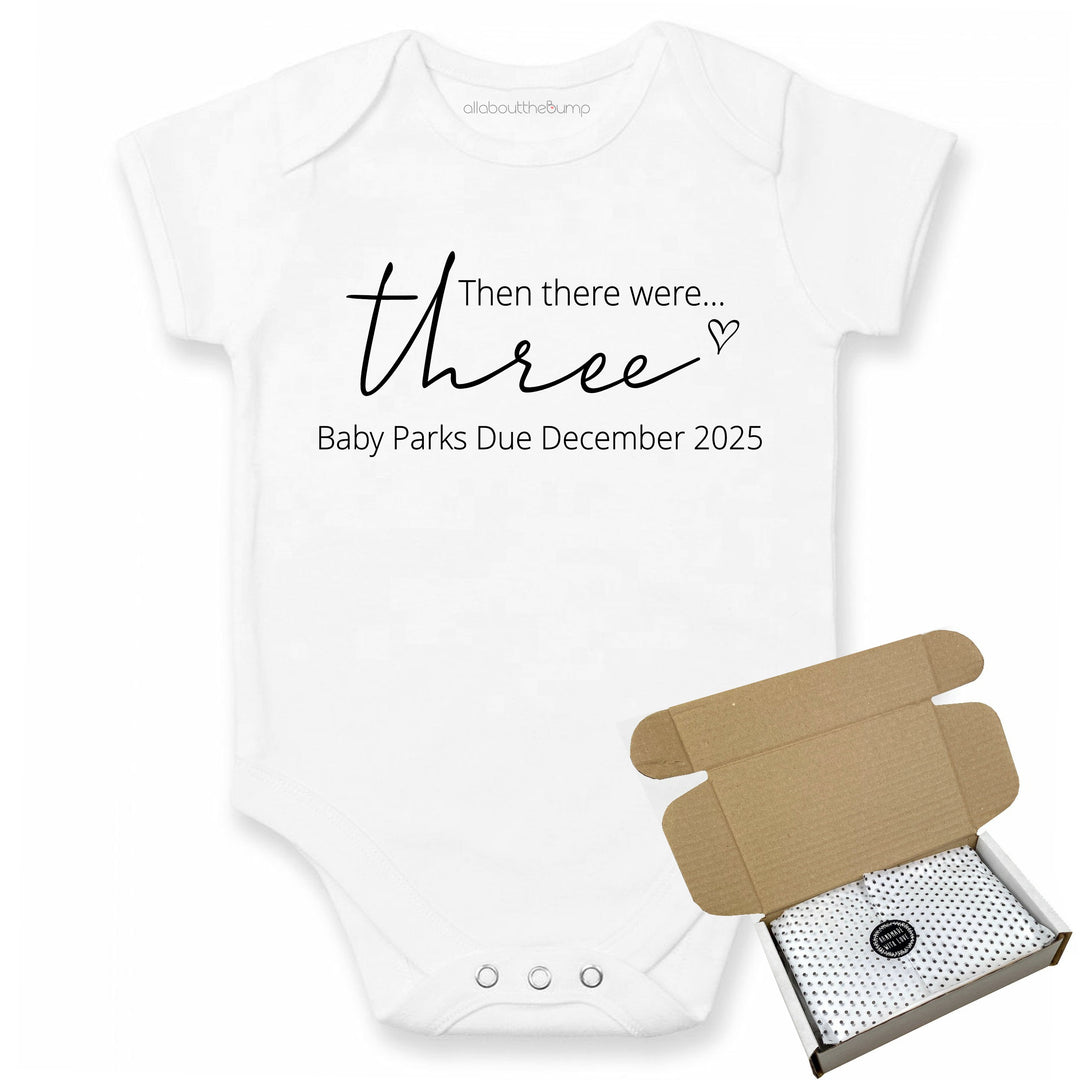 This baby announcement vest can be brought in a box lined with tissue paper