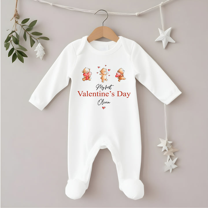 Personalised My First Valentines Day Little Bears Babygrow/Vest