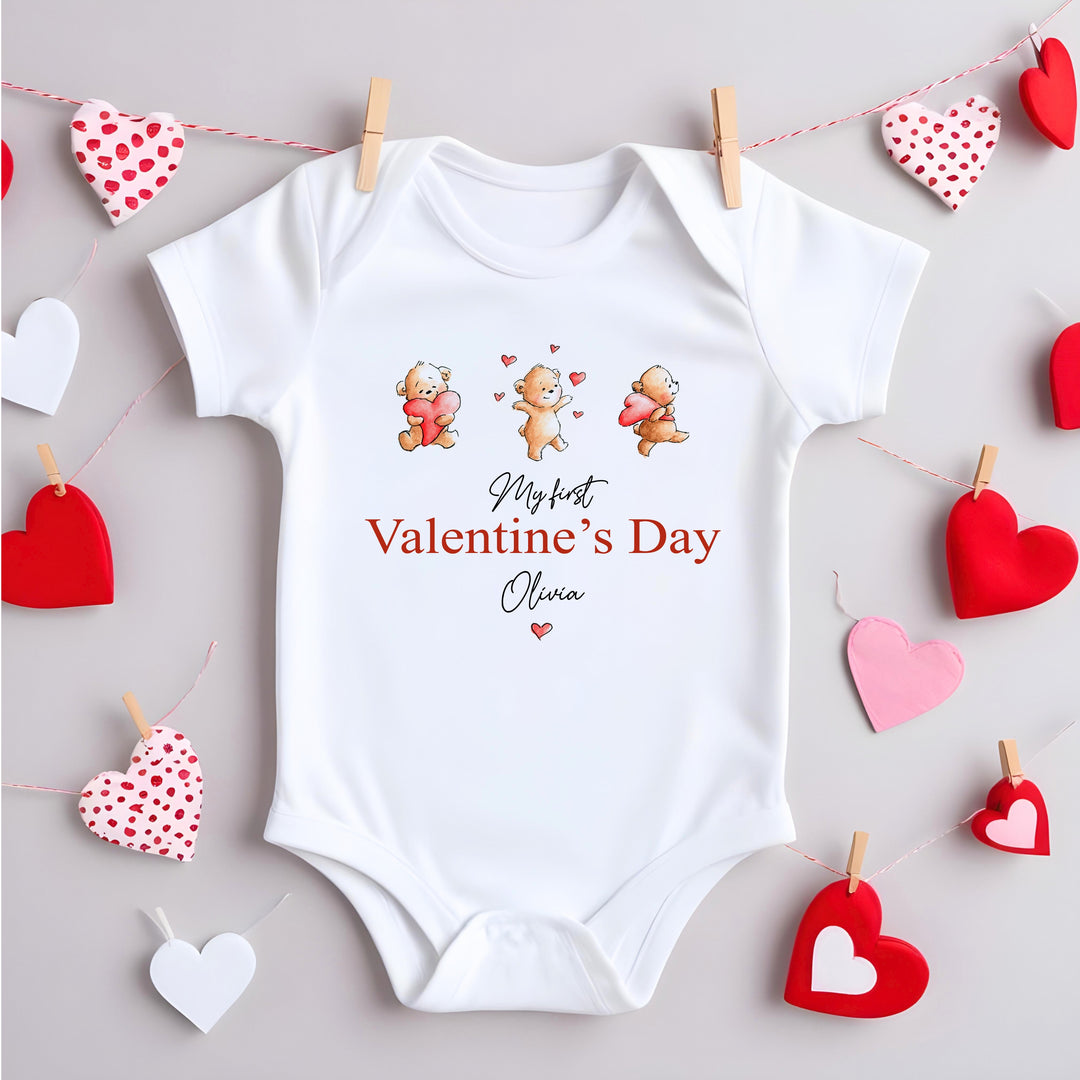 Personalised My First Valentines Day Little Bears Babygrow/Vest