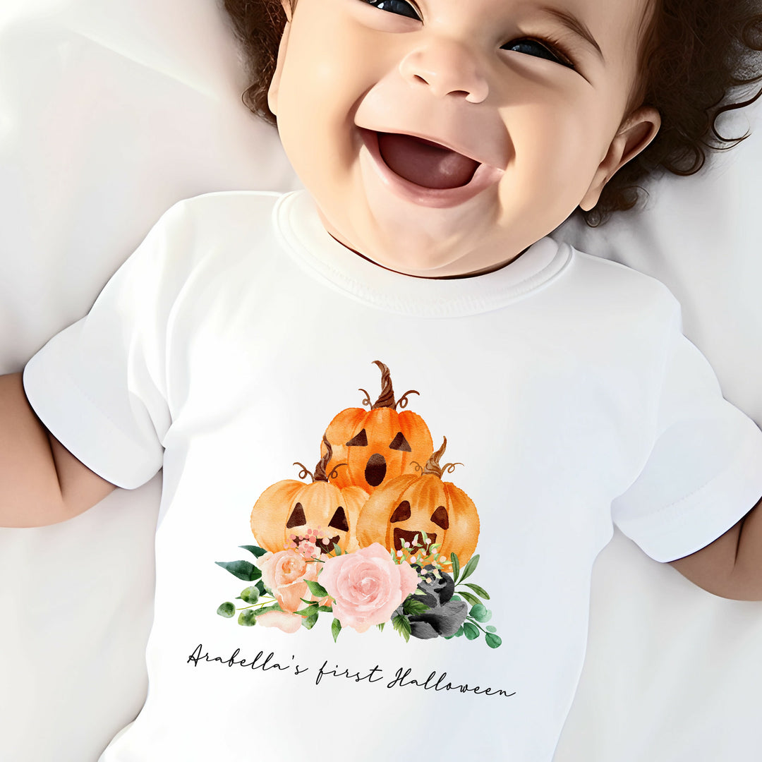 Personalised My First Halloween Pumkin Stack Babygrow/Vest