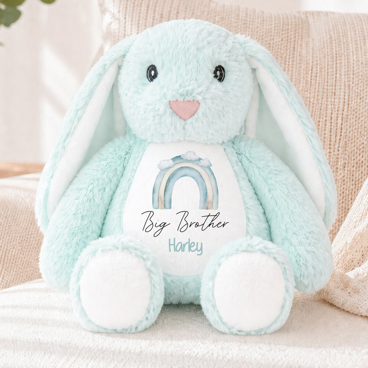 Personalised Blue Rainbow Big or Little Brother Rabbit