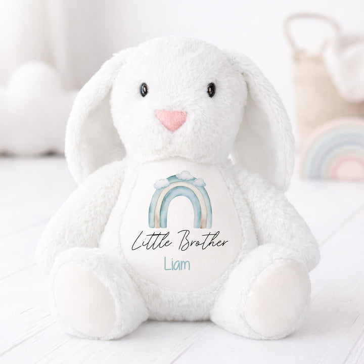 Personalised Blue Rainbow Big or Little Brother Rabbit