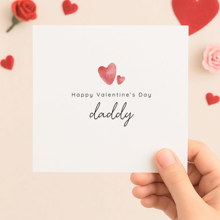Happy Valentine's Day Daddy Red Hearts Card