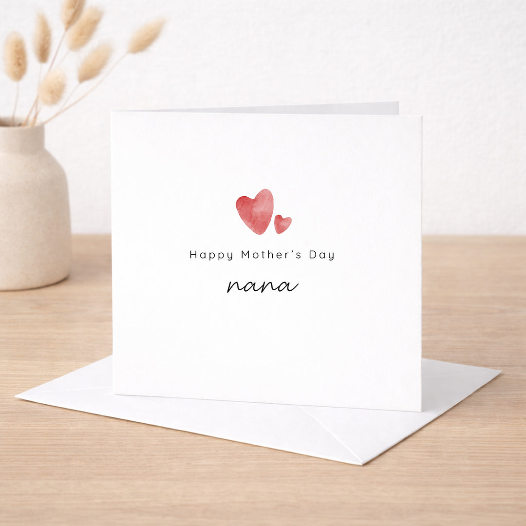 Personalised Happy Mother's Day Nana Red Heart Card