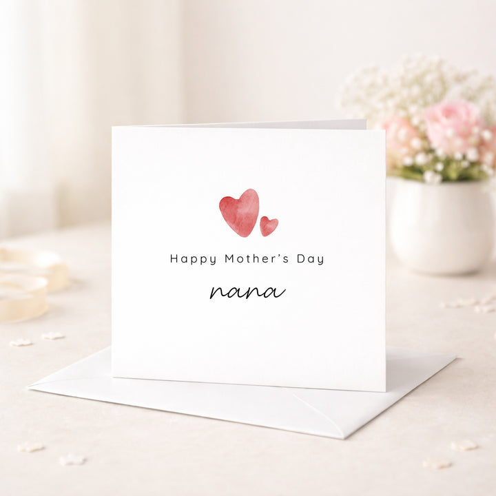 Personalised Happy Mother's Day Nana Red Heart Card