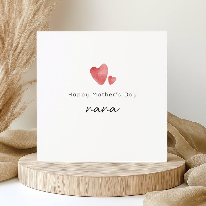 Personalised Happy Mother's Day Nana Red Heart Card
