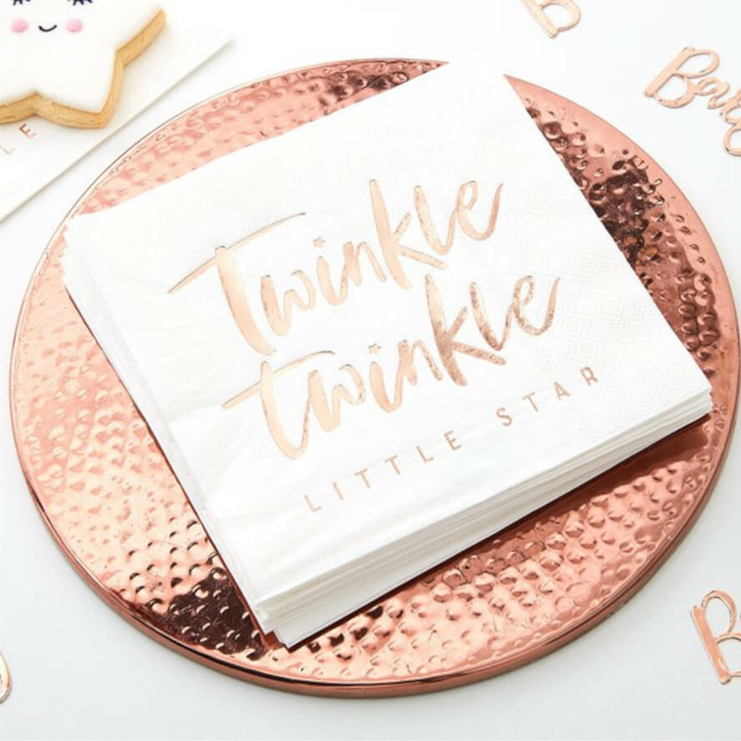 Twinkle Twinkle Rose Gold Star Paper Napkins