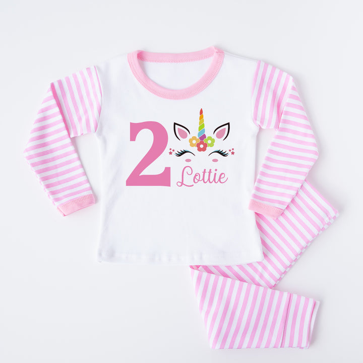 Personalised Unicorn Girl's Birthday Pyjamas