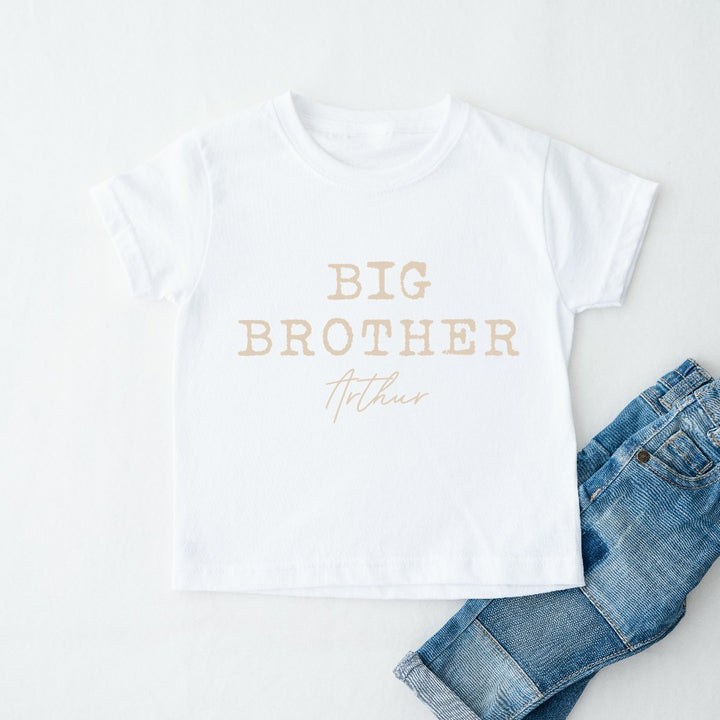 Personalised Unisex Beige Sibling Matching T-shirt/Vest/Bib