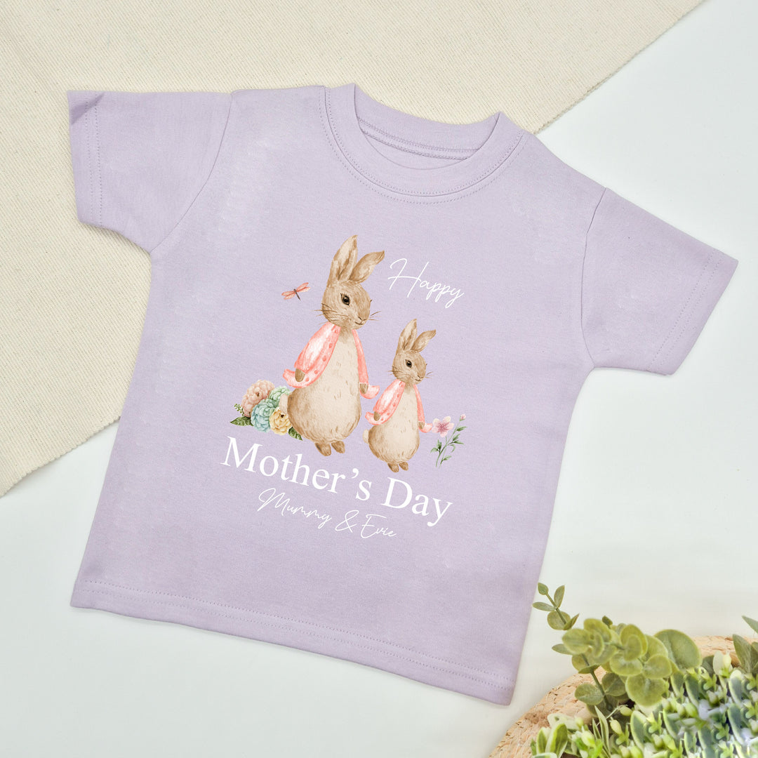 Personalised Happy Mother's Day Pink Bunnies T-shirt