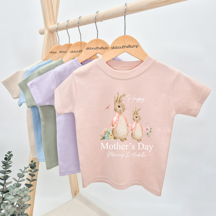 Personalised Happy Mother's Day Pink Bunnies T-shirt