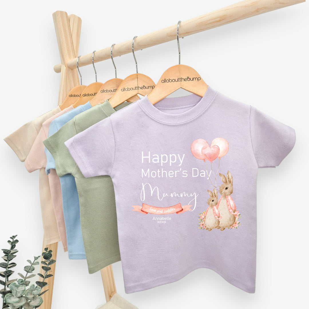 Personalised Happy Mother's Day Pink Rabbit T-shirt