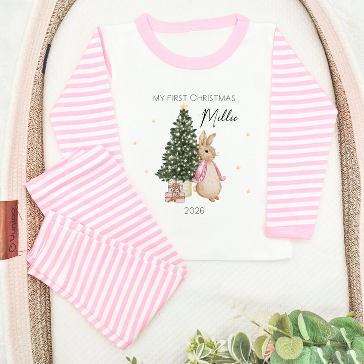 Personalised Pink Rabbit My First Christmas Pyjamas