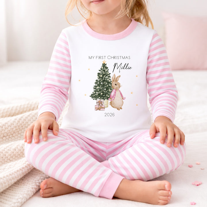 Personalised Pink Rabbit My First Christmas Pyjamas