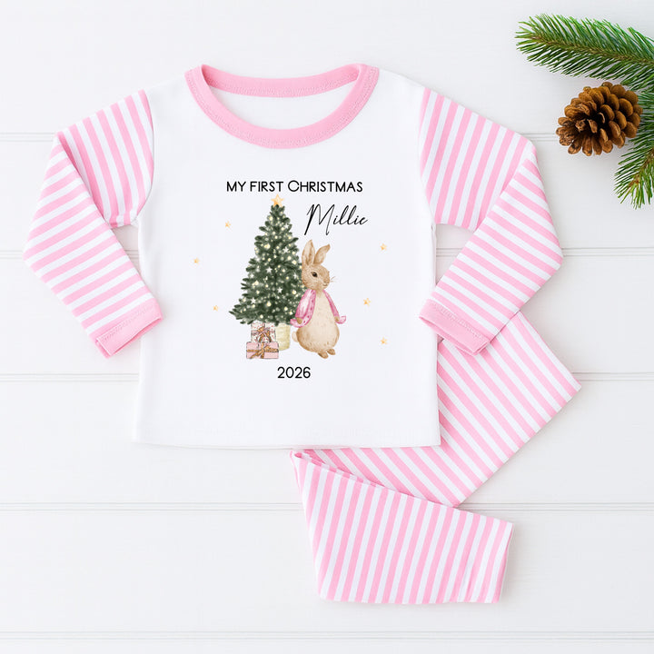Personalised Pink Rabbit My First Christmas Pyjamas