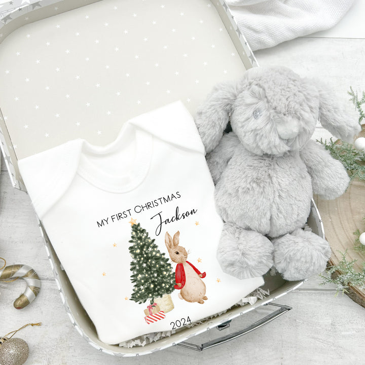 Personalised My First Christmas Red Rabbit Hamper Suitcase