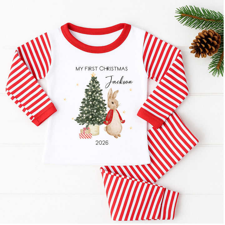 Personalised Red Rabbit My First Christmas Pyjamas