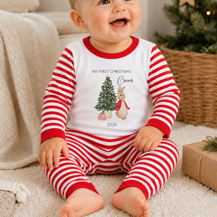 Personalised Red Rabbit My First Christmas Pyjamas